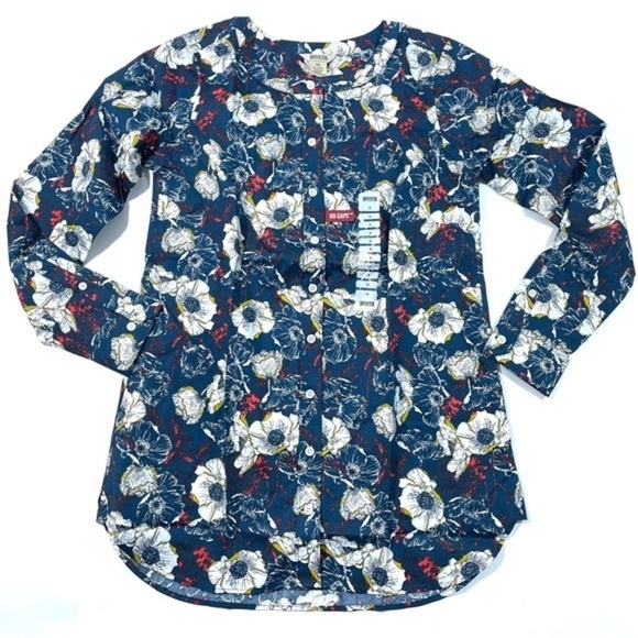 New Duluth Wrinkle Fighter Tunic Shirt Blue Floral Size XS - Picture 2 of 6